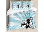 Abakuhaus Copripiumino Da Hockey Su Ghiaccio, Portiere Grunge Retrò, Antiacaro, Adatto A Chi Soffre Di Allergie, Con Federe, 155 Cm X 220 Cm - 80 X 80 Cm, Azzurro, Nero, Bianco