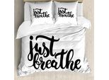 Abakuhaus Just Breathe Copripiumino, Carattere Disegnato A Mano, Antiacaro, Adatto A Chi Soffre Di Allergie, Con Federe, 155 Cm X 220 Cm - 80 X 80 Cm, Bianco E Nero