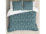 Abakuhaus Copripiumino Paisley, Motivo Persian Curved Tip, Antiacaro E Anallergico, Con Federe, 200 Cm X 200 Cm - 80 X 80 Cm, Blu Scuro E Beige