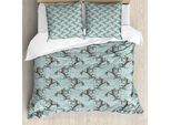 Abakuhaus Copripiumino Vittoriano, Motivi Floreali Vintage, Antiacaro E Anallergico, Con Federe, 155 Cm X 220 Cm - 80 X 80 Cm, Seafoam Brown White