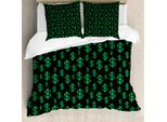 Abakuhaus Copripiumino, Motivo Pixel Art Con Dollari, Antiacaro, Adatto A Chi Soffre Di Allergie, Con Federe, 200 Cm X 200 Cm - 80 X 80 Cm, Verde Scuro Verde Lime