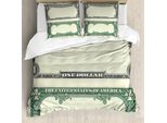 Abakuhaus Copripiumino, Dollar Buck, Antiacaro, Adatto A Chi Soffre Di Allergie, Con Federe, 200 Cm X 200 Cm - 80 X 80 Cm, Verde Chiaro Grigio