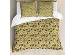 Abakuhaus Copripiumino Persiano, Paisley Dal Medio Oriente, Antiacaro, Adatto A Chi Soffre Di Allergie, Con Federe, 155 Cm X 220 Cm - 80 X 80 Cm, Verde Chiaro E Marrone