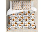 Abakuhaus Copripiumino Sportivo, Calcio E Pallacanestro, Antiacaro, Adatto A Chi Soffre Di Allergie, Con Federe, 155 Cm X 220 Cm - 80 X 80 Cm, Arancione Crema Nero