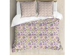 Abakuhaus Copripiumino Garden Art, Motivo Sfumato Chiaro, Antiacaro, Adatto A Chi Soffre Di Allergie, Con Federe, 200 Cm X 200 Cm - 80 X 80 Cm, Verde Chiaro Lavanda