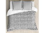 Abakuhaus Copripiumino Bianco E Nero, Motivo Floreale Folk, Antiacaro, Adatto A Chi Soffre Di Allergie, Con Federe, 155 Cm X 220 Cm - 80 X 80 Cm, Bianco E Nero