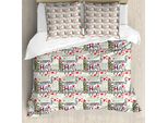 Abakuhaus Copripiumino Per Asilo Nido, Parole Felici Con Cuori, Antiacaro, Adatto A Chi Soffre Di Allergie, Con Federe, 155 Cm X 220 Cm - 80 X 80 Cm, Multicolore