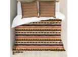 Abakuhaus Set Copripiumino Etnico Per Letti Matrimoniali, Africa Strisce Orizzontali, Antiacaro Adatto A Chi Soffre Di Allergie Con Federe, Multicolore