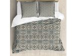 Abakuhaus Copripiumino Etnico, Flora Persiana, Antiacaro, Adatto A Chi Soffre Di Allergie, Con Federe, 155 Cm X 220 Cm - 80 X 80 Cm, Marrone Chiaro E Bianco