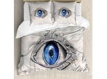 Abakuhaus Copripiumino Auge, Futuristic Mechanic Sight, Antiacaro, Adatto A Chi Soffre Di Allergie, Con Federe, 200 Cm X 200 Cm - 80 X 80 Cm, Beige Blu Navy