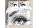 Abakuhaus Copripiumino Auge, Stile Disegno A Matita, Antiacaro, Adatto A Chi Soffre Di Allergie, Con Federe, 200 Cm X 200 Cm - 80 X 80 Cm, Grigio Bianco