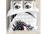 Abakuhaus Copripiumino Auge, Allievi Colorati Di Una Donna, Antiacaro, Adatto A Chi Soffre Di Allergie, Con Federe, 200 Cm X 200 Cm - 80 X 80 Cm, Multicolore