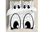 Abakuhaus Copripiumino Auge, Personaggio Dei Cartoni Animati A Sorpresa, Antiacaro, Adatto A Chi Soffre Di Allergie, Con Federe, 200 Cm X 200 Cm - 80 X 80 Cm, Bianco E Nero