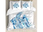 Abakuhaus Copripiumino Fisch, Astratto Betta Splenden, Antiacaro Adatto A Chi Soffre Di Allergie Con Federe, 200 Cm X 200 Cm - 80 X 80 Cm, Blu Azzurro