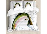 Abakuhaus Copripiumino Con Motivo Pesci, Arte Fotorealistica, Antiacaro, Adatto A Chi Soffre Di Allergie, Con Federe, 200 Cm X 200 Cm - 80 X 80 Cm, Multicolore