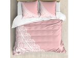 Abakuhaus Set Copripiumino Rosa E Bianco Per Letti Matrimoniali, Stile Femminile Vintage, Antiacaro, Adatto A Chi Soffre Di Allergie, Con Federe, Rosa Cipria E Bianco