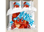 Abakuhaus Copripiumino Krabben, Cartoon Blue Coral Reef, Antiacaro, Adatto A Chi Soffre Di Allergie, Con Federe, 200 Cm X 200 Cm - 80 X 80 Cm, Rosso, Blu, Arancione Pallido