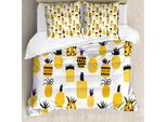 Abakuhaus Copripiumino Giallo, Ananas Estivo, Antiacaro, Adatto A Chi Soffre Di Allergie, Con Federe, 200 Cm X 200 Cm - 80 X 80 Cm, Multicolore