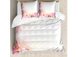 Abakuhaus Copripiumino Rosa E Bianco, Dreamy Orchid, Antiacaro, Adatto A Chi Soffre Di Allergie, Con Federe, 155 Cm X 220 Cm - 80 X 80 Cm, Pesca-Rosa-Verde