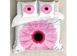 Abakuhaus Copripiumino Rosa E Bianco, Gerber Daisy, Antiacaro, Adatto A Chi Soffre Di Allergie, Con Federe, 155 Cm X 220 Cm - 80 X 80 Cm, Rosa Pallido Bianco