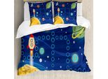 Abakuhaus Nursery Attività Copripiumino, Racing In Cosmos, Antiacaro Adatto A Chi Soffre Di Allergie Con Federe, 200 Cm X 200 Cm - 80 X 80 Cm, Multicolore