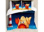 Abakuhaus Copripiumino Con Motivo Granchi, Marine Life Faro, Antiacaro, Adatto A Chi Soffre Di Allergie, Con Federe, 200 Cm X 200 Cm - 80 X 80 Cm, Multicolore