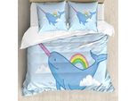 Abakuhaus Narwal Copripiumino, Balena Volante, Antiacaro, Adatto A Chi Soffre Di Allergie, Con Federe, 155 Cm X 220 Cm - 80 X 80 Cm, Multicolore