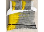Abakuhaus Copripiumino Giallo, Tavola Di Legno Vintage, Antiacaro, Adatto A Chi Soffre Di Allergie, Con Federe, 200 Cm X 200 Cm - 80 X 80 Cm, Giallo Grigio