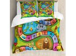 Abakuhaus Nursery Attività Copripiumino, Giornata Allo Zoo, Antiacaro Adatto A Chi Soffre Di Allergie Con Federe, 155 Cm X 220 Cm - 80 X 80 Cm, Multicolore