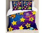 Abakuhaus Nursery Attività Copripiumino, Astronauta, Antiacaro Adatto A Chi Soffre Di Allergie Con Federe, 155 Cm X 220 Cm - 80 X 80 Cm, Multicolore