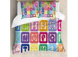 Abakuhaus Nursery Attività Copripiumino, Alfabeto Inglese, Antiacaro, Adatto A Chi Soffre Di Allergie, Con Federe, 155 Cm X 220 Cm - 80 X 80 Cm, Multicolore