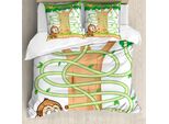 Abakuhaus Nursery Attività Copripiumino, Scimmia Curiosa, Antiacaro, Adatto A Chi Soffre Di Allergie, Con Federe, 155 Cm X 220 Cm - 80 X 80 Cm, Multicolore