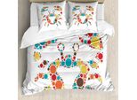 Abakuhaus Copripiumino Krabben, Motivo A Pois Colorati, Antiacaro, Adatto A Chi Soffre Di Allergie, Con Federe, 155 Cm X 220 Cm - 80 X 80 Cm, Multicolore