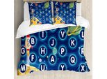 Abakuhaus Nursery Attività Copripiumino, Lettere, Antiacaro Adatto A Chi Soffre Di Allergie Con Federe, 155 Cm X 220 Cm - 80 X 80 Cm, Multicolore