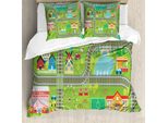Abakuhaus Nursery Attività Copripiumino, Binari, Antiacaro Adatto A Chi Soffre Di Allergie Con Federe, 155 Cm X 220 Cm - 80 X 80 Cm, Multicolore