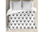 Abakuhaus Copripiumino Con Tatuaggi, Ritratti Di Panda, Antiacaro, Adatto A Chi Soffre Di Allergie, Con Federe, 200 Cm X 200 Cm - 80 X 80 Cm, Bianco E Nero