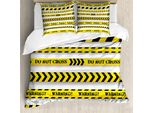 Abakuhaus Copripiumino Giallo, Motivo Con Nastri, Antiacaro, Adatto A Chi Soffre Di Allergie, Con Federe, 155 Cm X 220 Cm - 80 X 80 Cm, Nero E Giallo