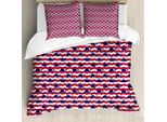 Abakuhaus Copripiumino Wal, Motivo Seebaby, Antiacaro, Adatto A Chi Soffre Di Allergie, Con Federe, 200 Cm X 200 Cm - 80 X 80 Cm, Corallo Scuro Blu Navy