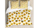 Abakuhaus Copripiumino Con Emoticon, Facce Sorridenti, Arte, Antiacaro, Adatto A Chi Soffre Di Allergie, Con Federe, 200 Cm X 200 Cm - 80 X 80 Cm, Giallo, Nero, Rosso