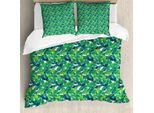 Abakuhaus Copripiumino In Foglia Di Banano, Foglia Tropicale Brasiliana, Antiacaro, Adatto A Chi Soffre Di Allergie, Con Federe, 155 Cm X 220 Cm - 80 X 80 Cm, Verde Bianco