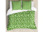 Abakuhaus Copripiumino In Foglia Di Banano, Verde Vivace Naturale, Antiacaro, Adatto A Chi Soffre Di Allergie, Con Federe, 200 Cm X 200 Cm - 80 X 80 Cm, Verde Lime Bianco