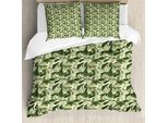 Abakuhaus Copripiumino In Foglia Di Banano, Caribbean Vintage, Antiacaro, Adatto A Chi Soffre Di Allergie, Con Federe, 155 Cm X 220 Cm - 80 X 80 Cm, Verde Chiaro Verde Scuro