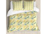 Abakuhaus Set Copripiumino Libelle Per Letti Matrimoniali, Ninfee Artistico, Antiacaro Adatto A Chi Soffre Di Allergie Con Federe, Giallo Chiaro Blu