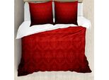 Abakuhaus Copripiumino Rosso Scuro, Stile Floreale Vintage Sfumato, Antiacaro E Anallergico Con Federe, 200 Cm X 200 Cm - 80 X 80 Cm, Rosso Nero