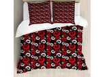Abakuhaus Copripiumino Astratto, Spirali E Punti, Antiacaro, Adatto A Chi Soffre Di Allergie, Con Federe, 155 Cm X 220 Cm - 80 X 80 Cm, Bianco E Nero
