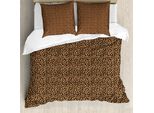 Abakuhaus Copripiumino Con Stampa Leopardata, Arancione Esotico Africano, Antiacaro, Adatto A Chi Soffre Di Allergie, Con Federe, 200 Cm X 200 Cm - 80 X 80 Cm, Arancione Nero