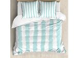 Abakuhaus Copripiumino In Tessuto Idrorepellente, Sketchy Grunge Stripes, Antiacaro E Anallergico, Con Federe, 155 Cm X 220 Cm - 80 X 80 Cm, Bianco Seafoam