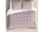 Abakuhaus Copripiumino Seestern, Stelle Marine Con Strisce, Antiacaro, Adatto A Chi Soffre Di Allergie, Con Federe, 155 Cm X 220 Cm - 80 X 80 Cm, Blu Ardesia, Rosso, Bianco