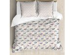 Abakuhaus Copripiumino Weinlese-Flugzeug, Retro Doodles, Antiacaro, Adatto A Chi Soffre Di Allergie, Con Federe, 155 Cm X 220 Cm - 80 X 80 Cm, Multicolore