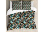 Abakuhaus Pirates Copripiumino, Oggetti Colorati Mare, Antiacaro Adatto A Chi Soffre Di Allergie Con Federe, 155 Cm X 220 Cm - 80 X 80 Cm, Multicolore
